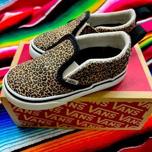 Toddler Leopard Slip On Vans. Size 7.5 Great condition with box.